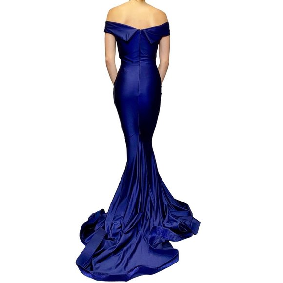 Jessica Angel 528 Off Shoulder Maxi Gown Navy Size Small NWT - Picture 2 of 2